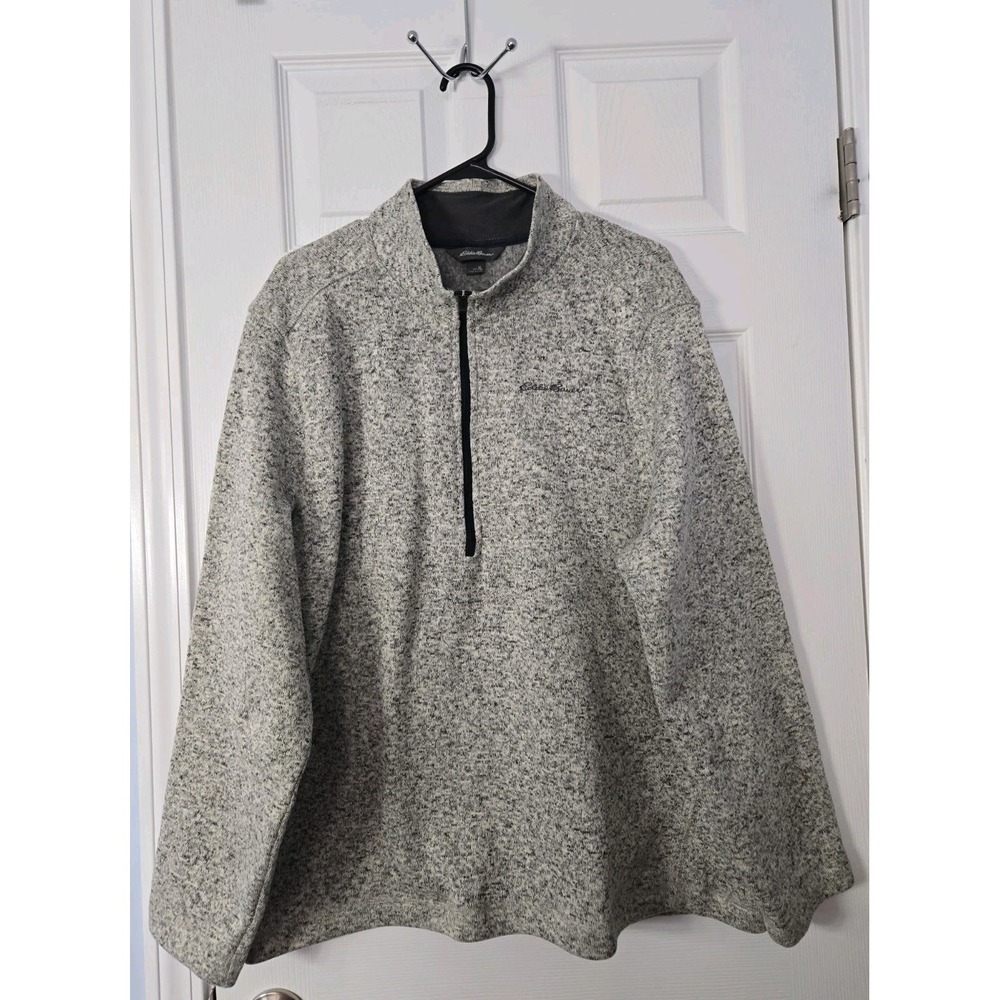 Eddie Bauer Half Zip Fleece Sweater Jacket Grey Charcoal Mens Size XL